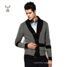 Custom 50%Wool 50%Acrylic ODM Vintage Jacquard Cardigan Man Sweater